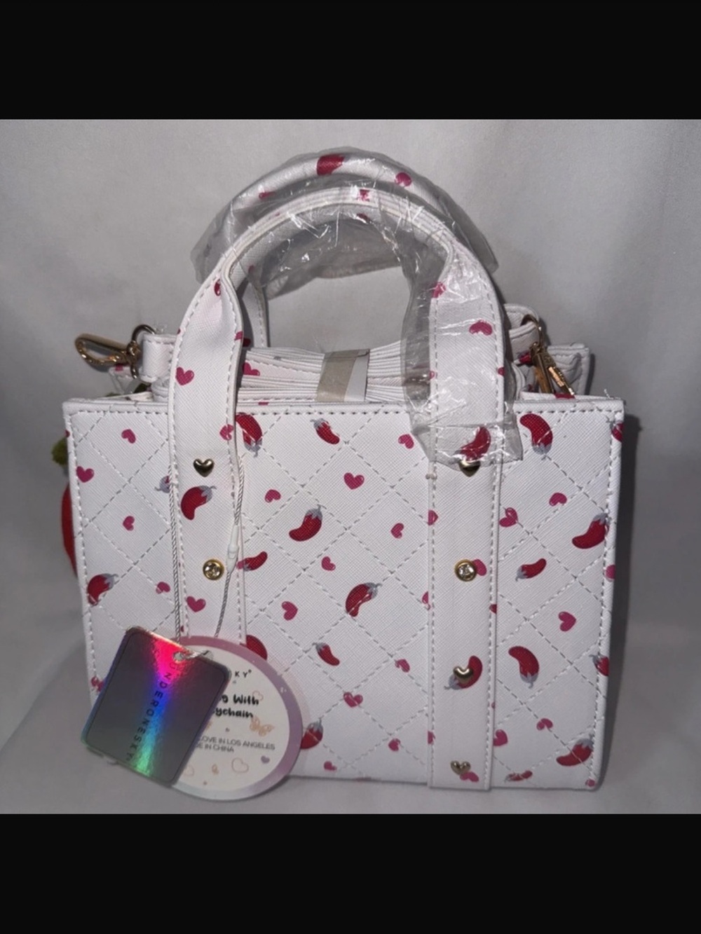 Pepper and  heart Print Mini Tote Bag